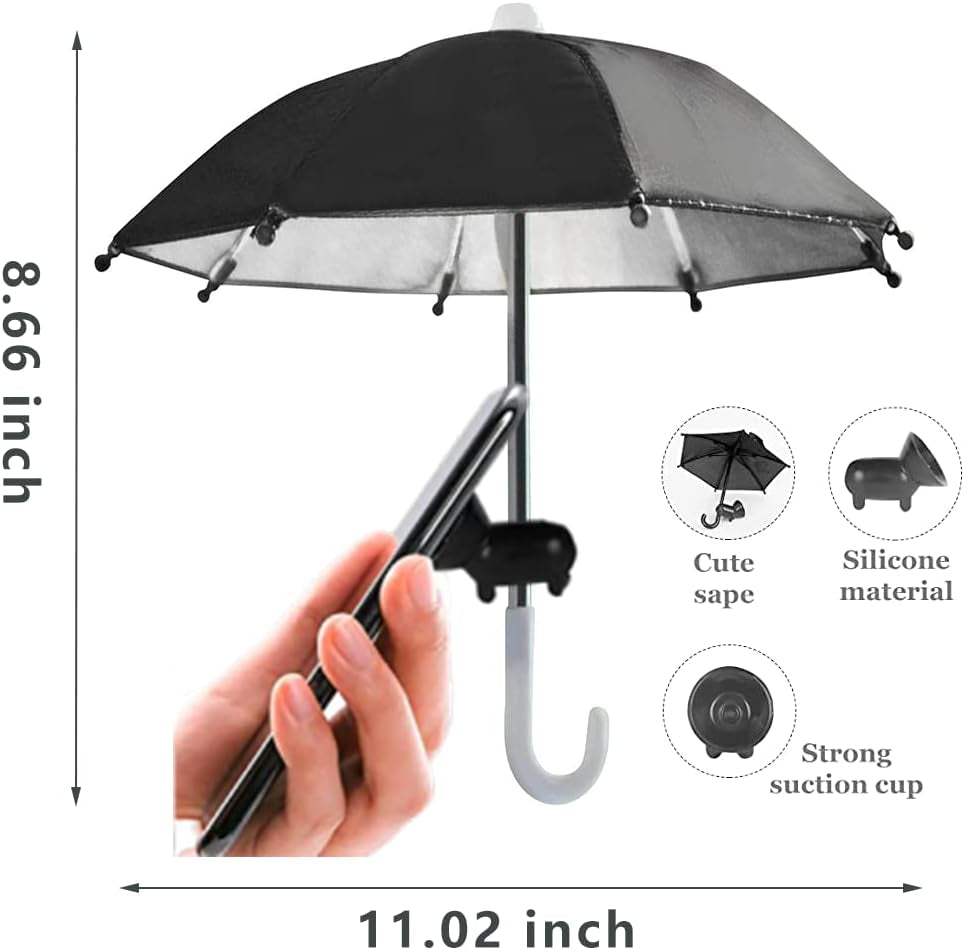 Phone Umbrella Suction Cup Stand,Phone for Sun Shad,Outdoor Anti-Glare Cell Cute Sunshade Holder，Car Navigation Shade Visor,Sun Hood Shield Block Glare (Black)